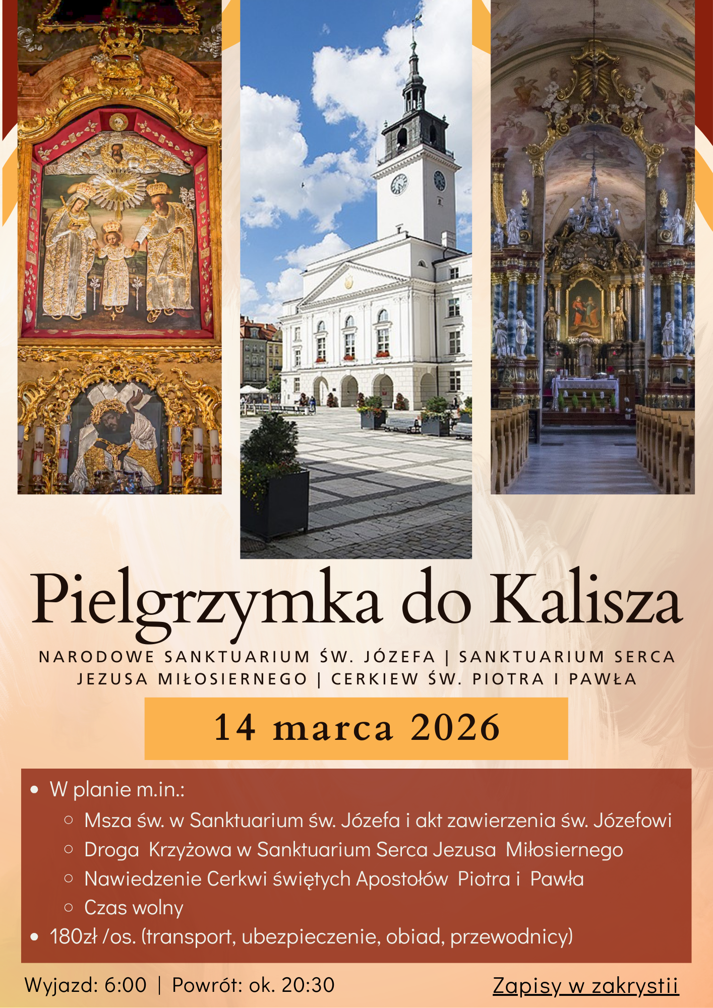 Pielgrzymka do Kalisza 14 marca 2026